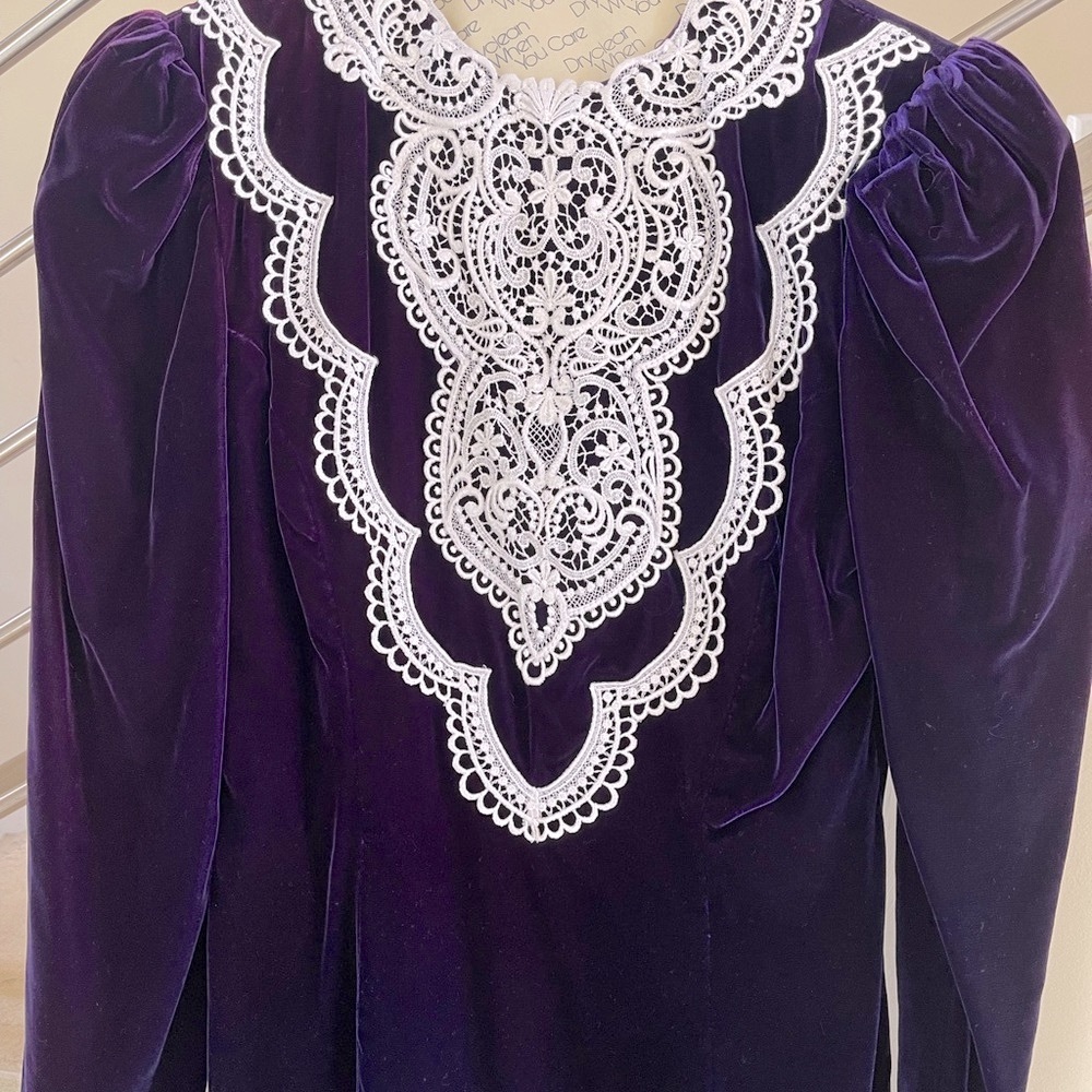 Vintage JESSICA MCCLINTOCK PURPLE DRESS - Picture 4 of 16